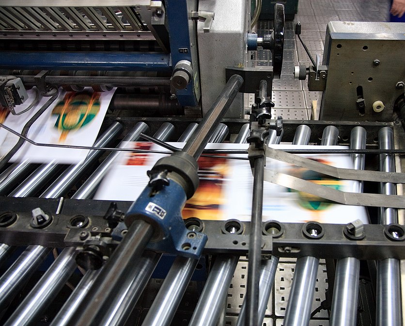 closeup of a commercial printer