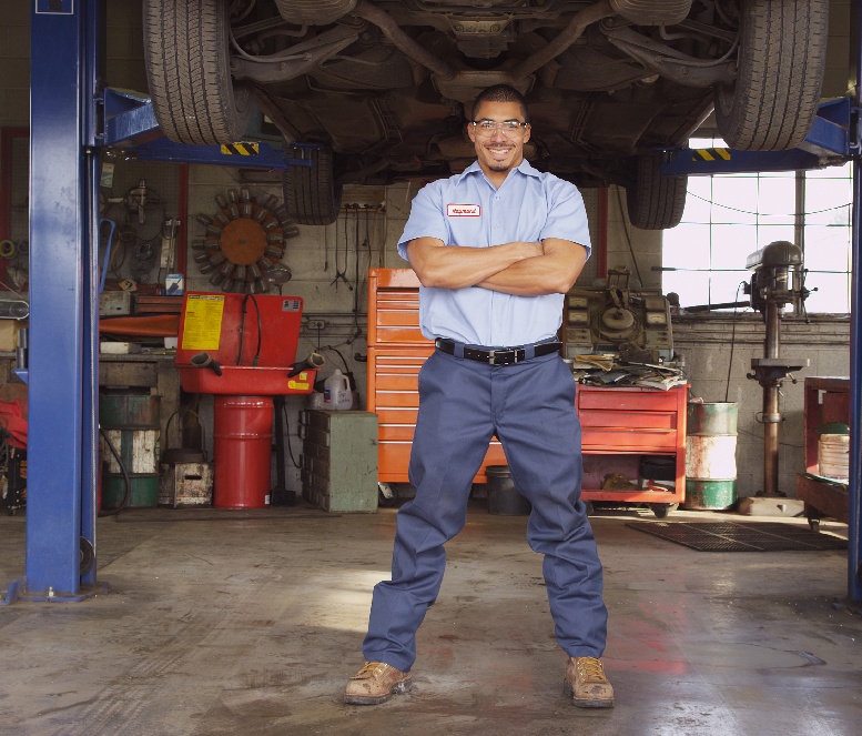 mechanic in garage